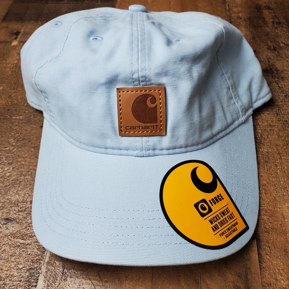 Carhartt mens canvas blue leather patch baseball cap hat new - Picture 3 of 6
